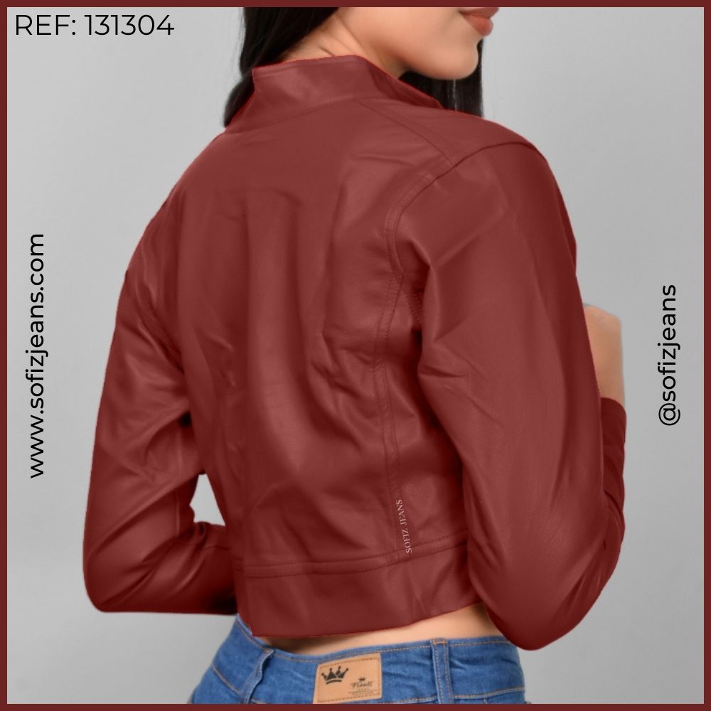 Chaqueta Vinotinto Lisa Cuero Sintético SJ131304