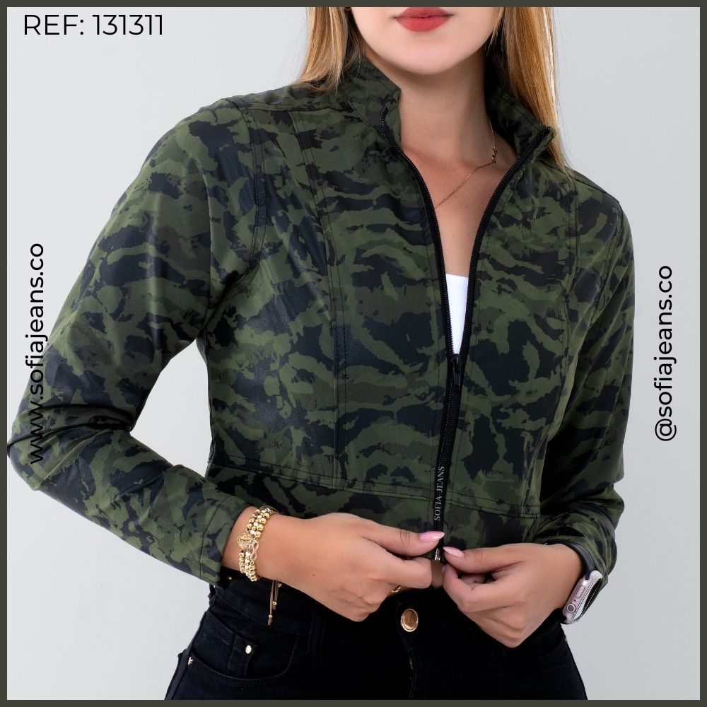 Chaqueta Camuflada Lisa Cuero Sintético SJ131311