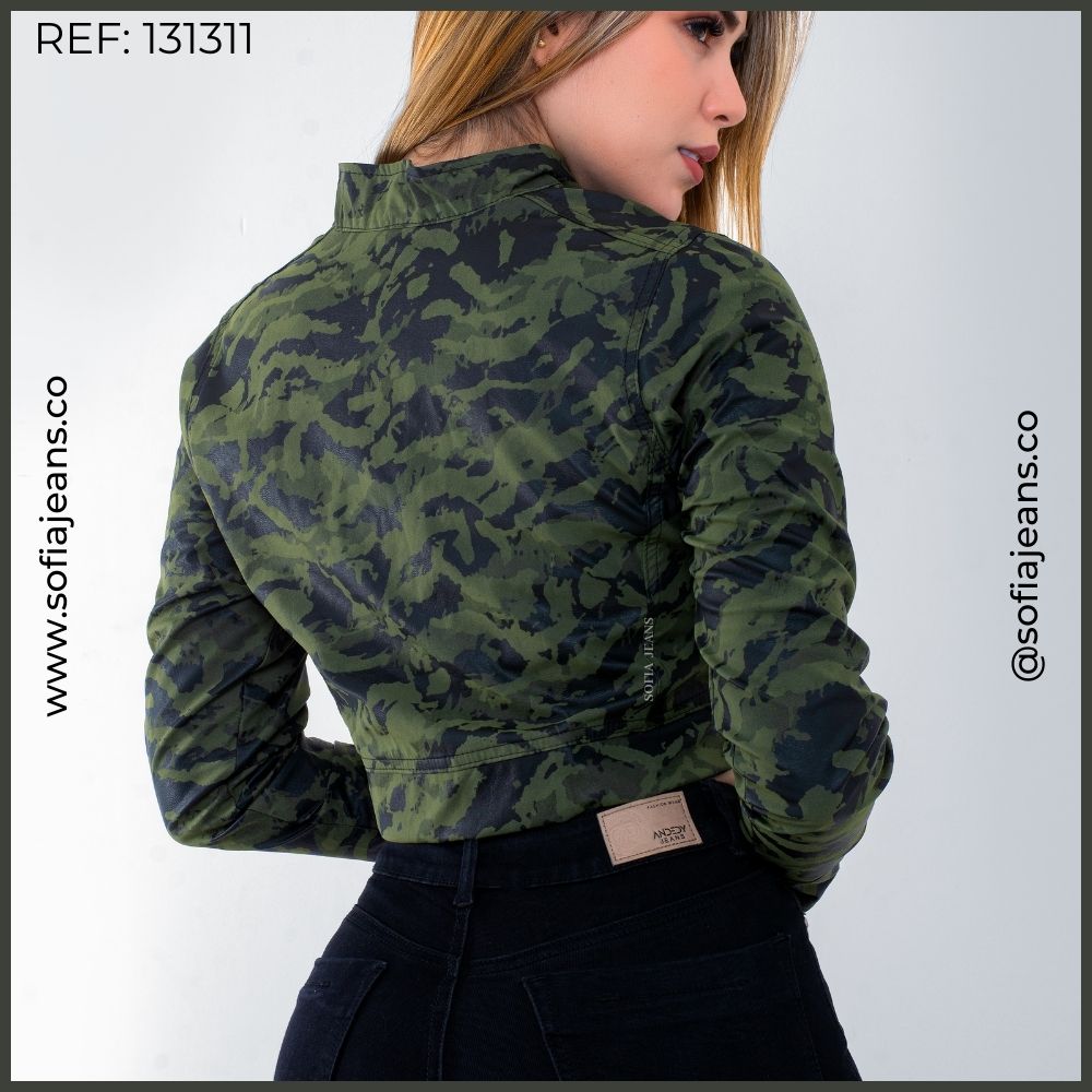 Chaqueta Camuflada Lisa Cuero Sintético SJ131311