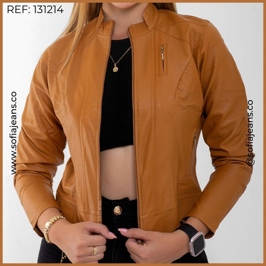 Chaqueta Mostaza Clásica Cuero Sintético SJ131214