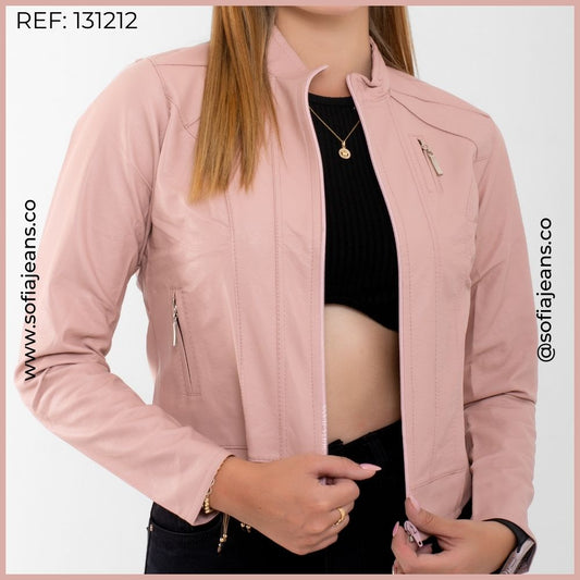 Chaqueta Palo Rosa Clásica Cuero Sintético SJ131212
