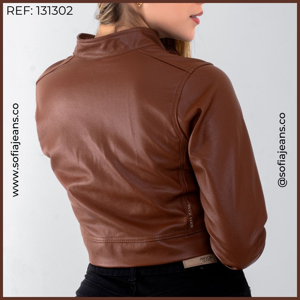 Chaqueta Café Lisa Cuero Sintético SJ131302