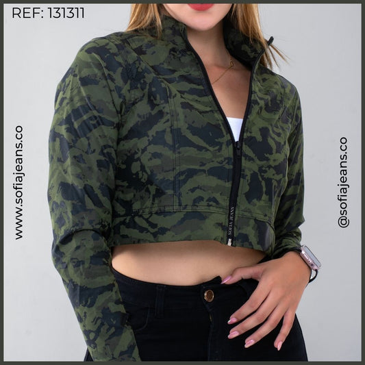 Chaqueta Camuflada Lisa Cuero Sintético SJ131311